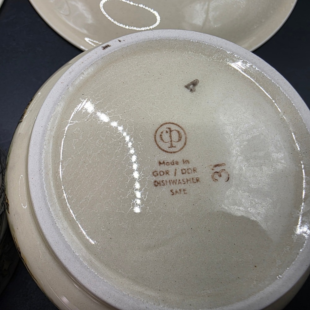 Vintage CP Colditz GDR East Germany Bird Hawk Soup Bowls and Saucers Set of 2 - Picture 6 of 16